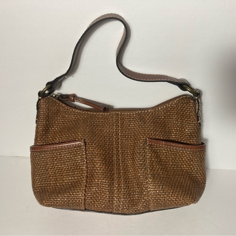 Vintage Fossil brown woven hand bag Genuine classic 1954